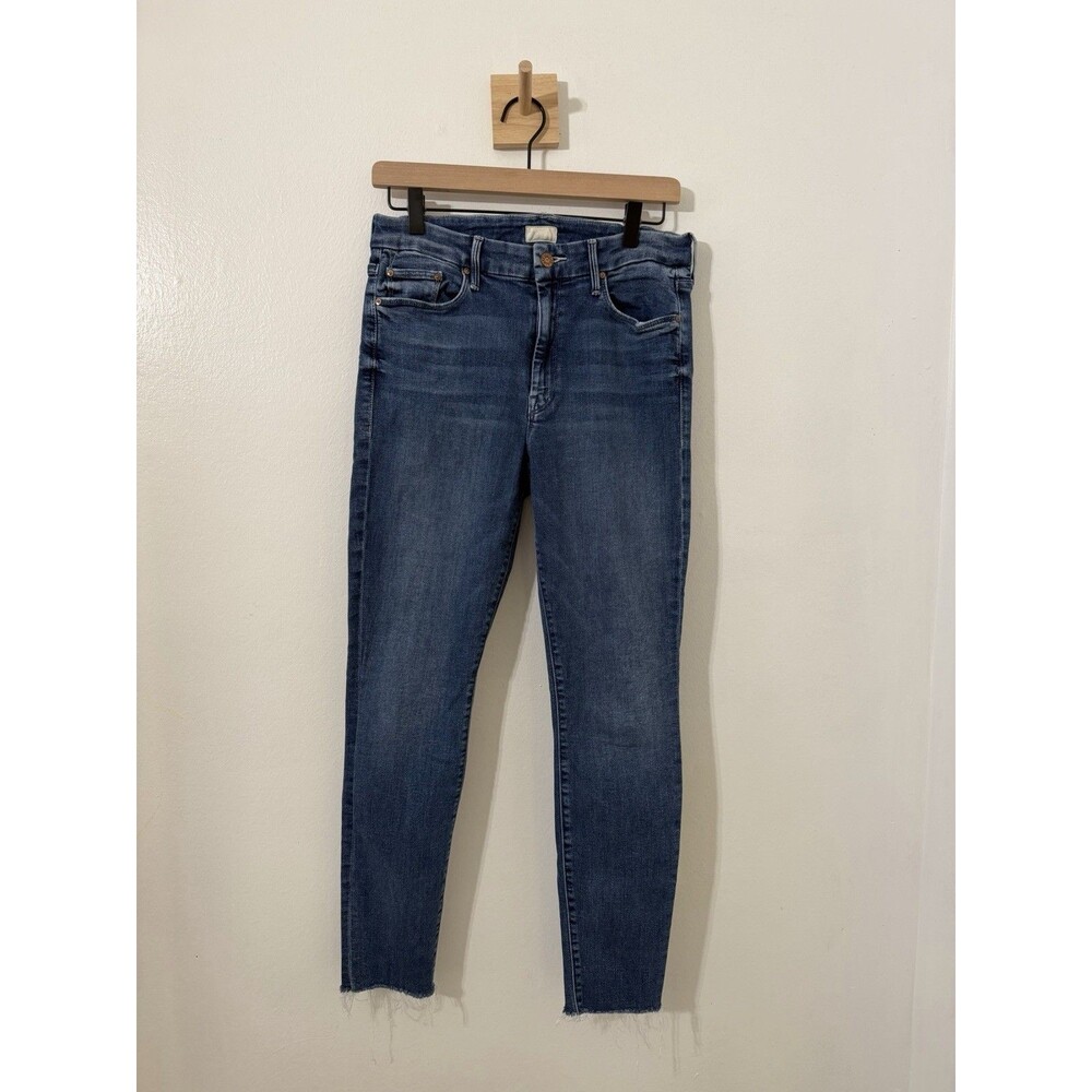 Mother Denim The Looker Ankle Fray Groovin Dark Wash Sz 30 Raw Hem